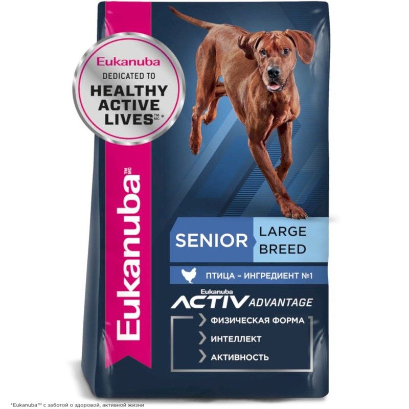 Eukanuba Senior 7+ Large Breed полнорационный сухой корм для пожилых собак крупных пород старше 7 лет, с курицей