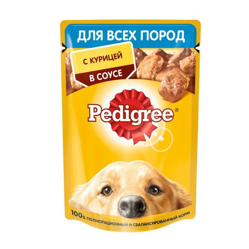 Pedigree полнорационный влажный корм для собак, с курицей, кусочки в соусе, в паучах - 85 г