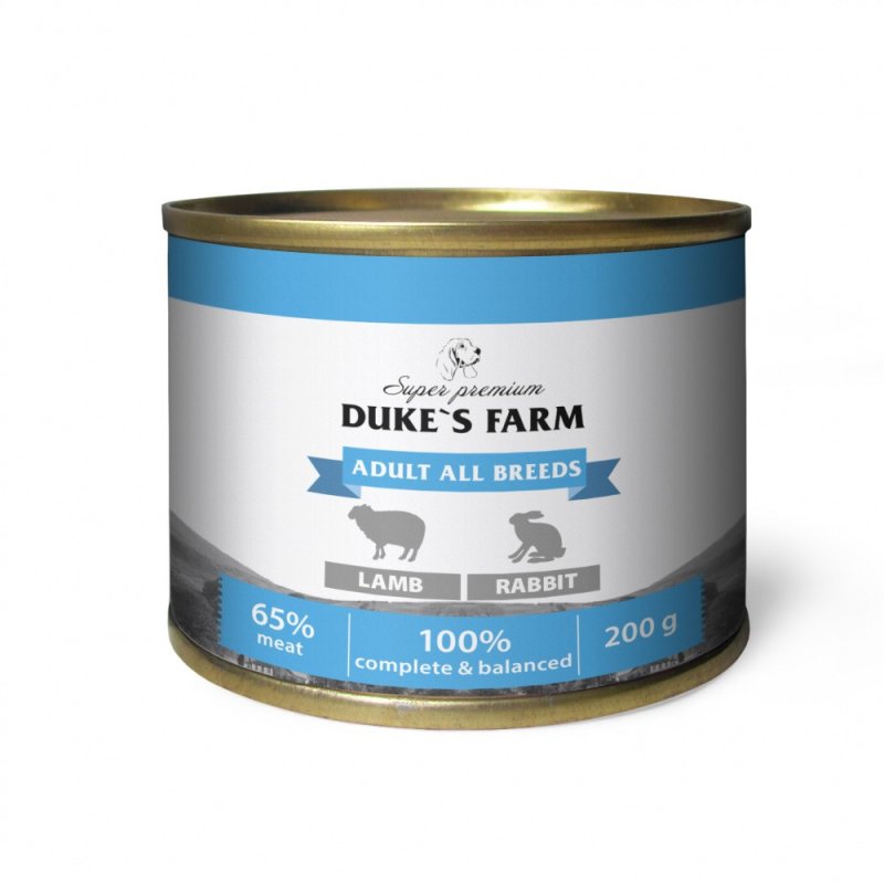 Корм для собак DUKE'S FARM Паштет из ягненка с кроликом банка 200г