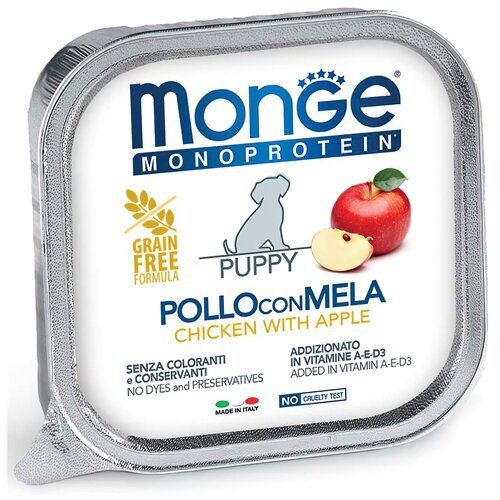 Консервы для собак Monge Dog Monoprotein Fruits с паштетом из курицы с яблоком 150 г.