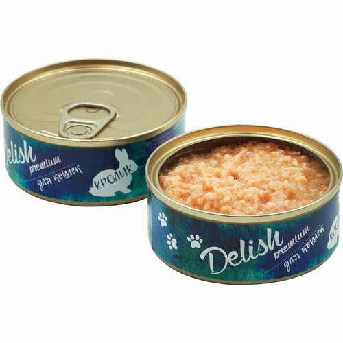 Delish (Делиш) premium консервы для кошек, кролик, 6х100 гр (набор)