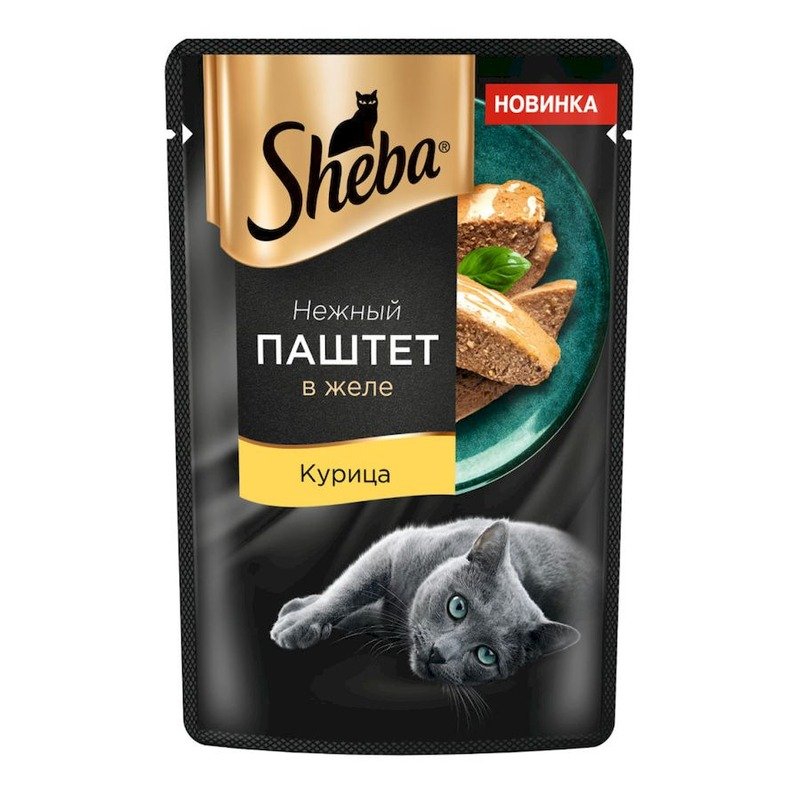 Sheba влажный корм для кошек нежный паштет с курицей, в желе, в паучах - 75 г х 28 шт