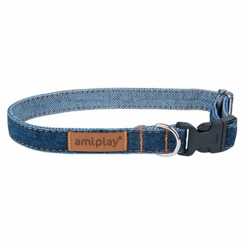 Ошейник регулируемый AmiPlay Denim M 25-40/1,5 см, темно-синий