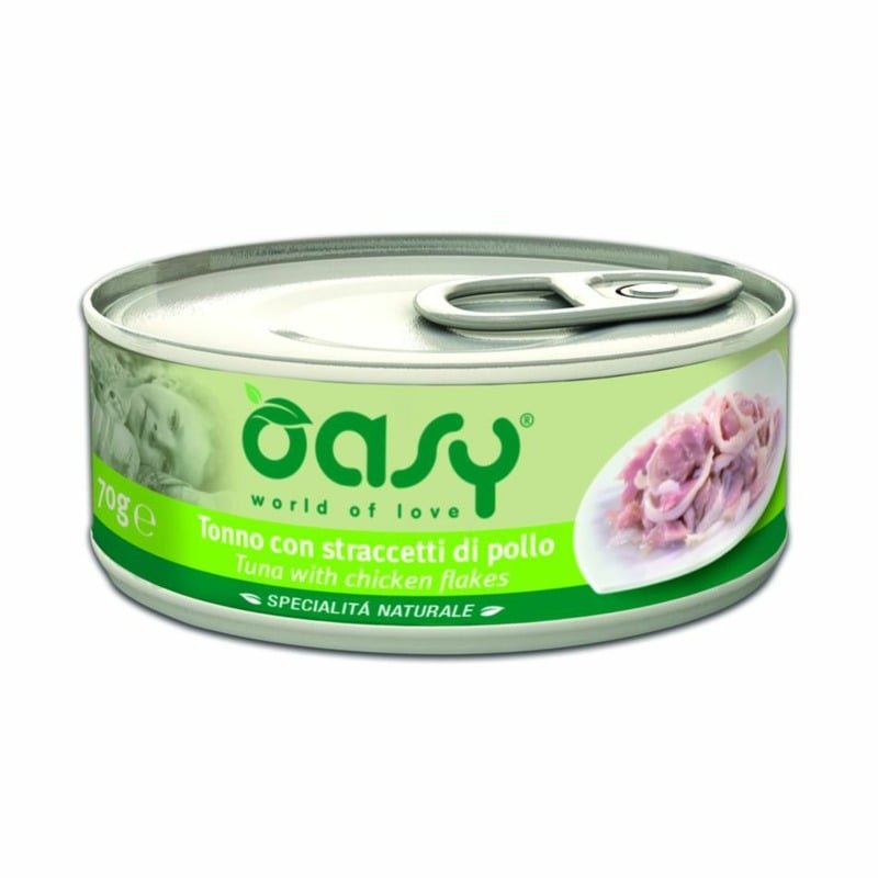 Oasy Wet Cat Specialita Naturali Tuna Chicken flake влажный корм для взрослых кошек, дополнительное питание с тунцом и курицей, в консервах - 70 г