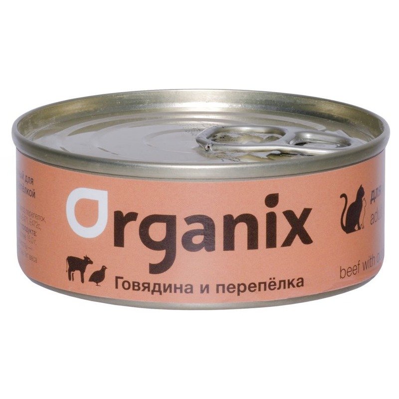 Organix влажный корм для кошек, с говядиной и перепелкой, в консервах - 100 г