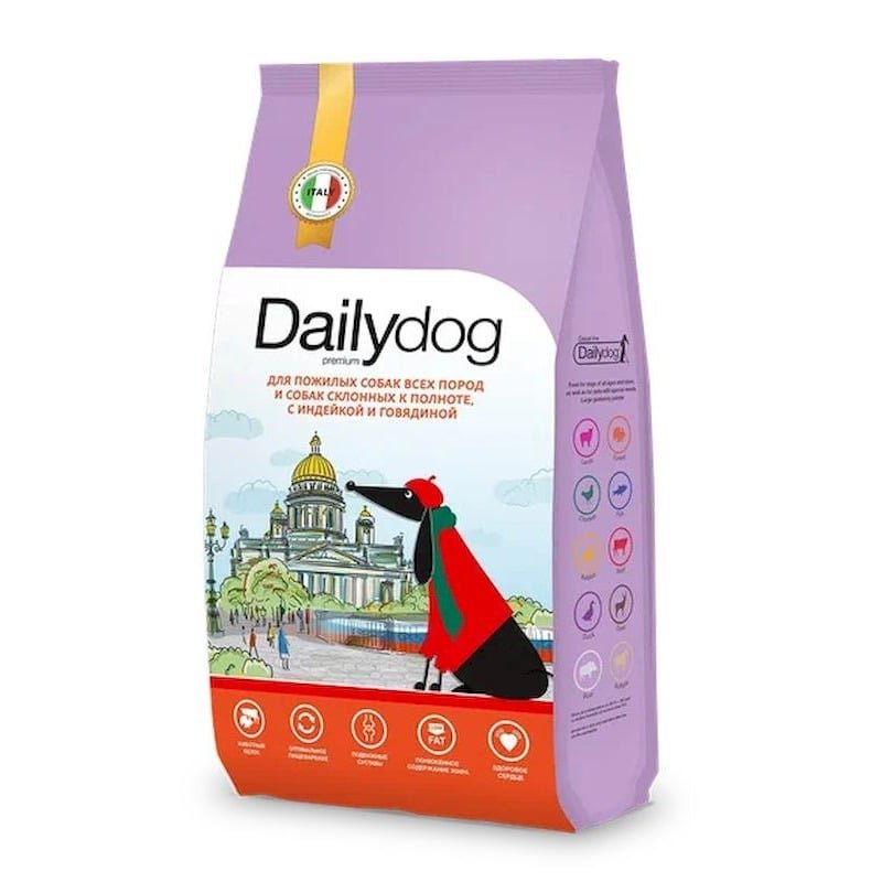 Dailydog Casual сухой корм для пожилых собак всех пород и собак склонных к полноте, с индейкой и говядиной - 12 кг