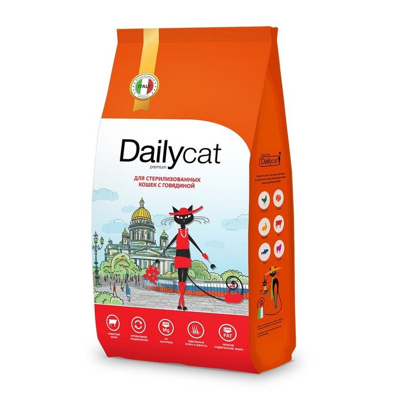 Dailycat Casual сухой корм для взрослых стерилизованных кошек с говядиной - 400 г