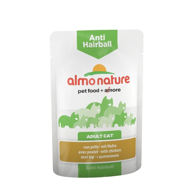 Almo Nature Functional Adult Cat Anti-Hairball with Chicken влажный корм для кошек для вывода шерсти, с курицей, кусочки в бульоне, в паучах - 70 г