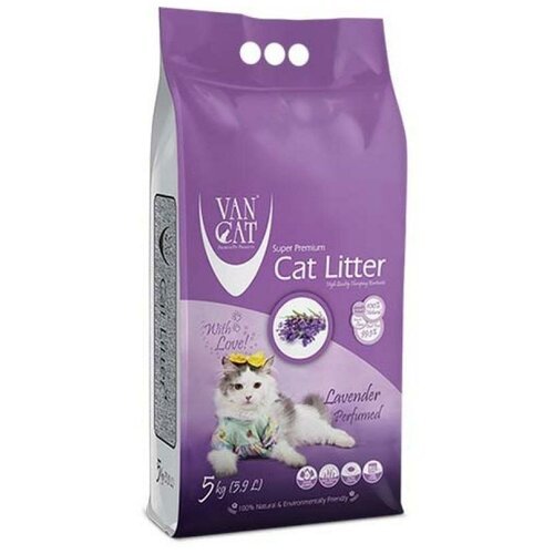 Van Cat Комкующийся наполнитель без пыли с ароматом Лаванды пакет (Lavender) | Lavender 5 кг 20248 (2 шт)