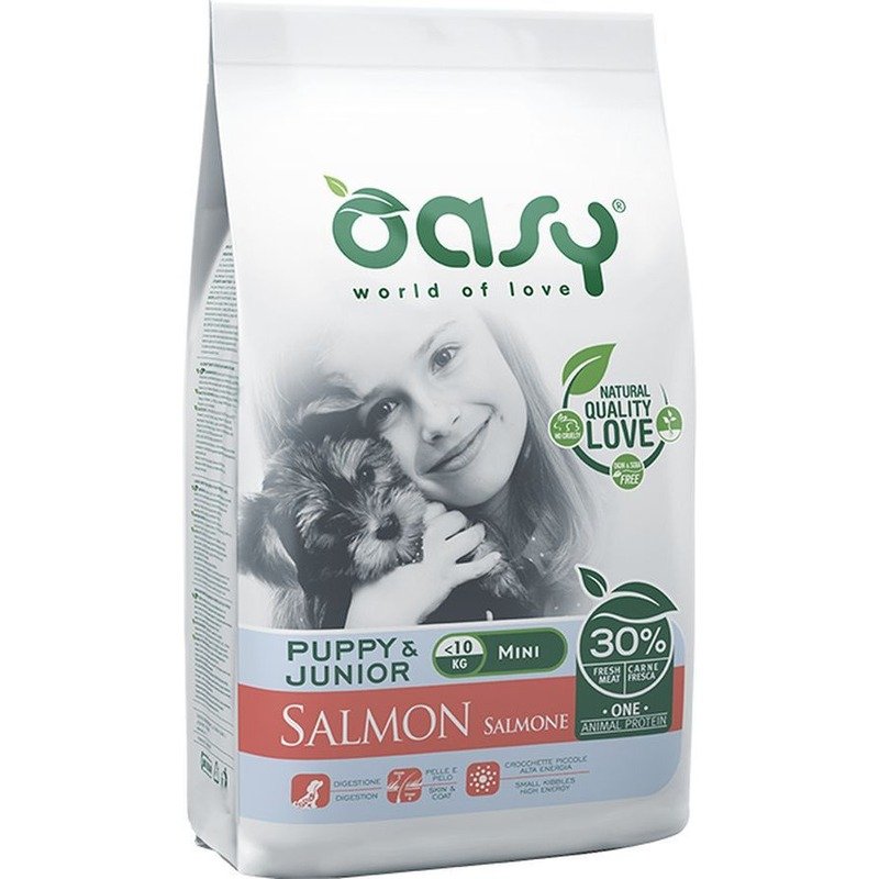 Oasy Dry OAP Puppy & Junior Small / Mini Breed Professional Монопротеин сухой корм для щенков и юниоров мелких и миниатюрных пород с лососем - 800 г