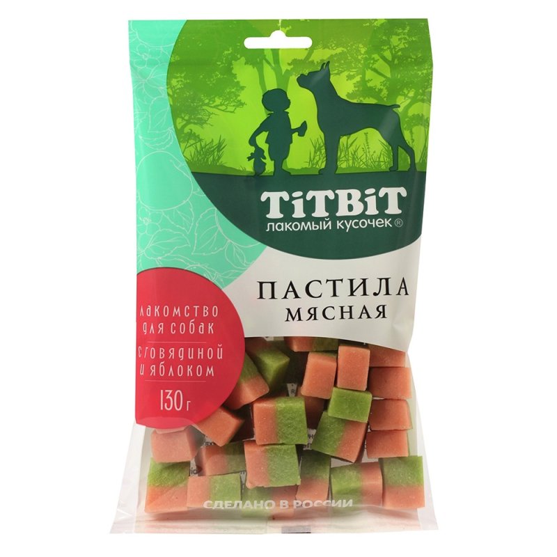 Лакомство для собак TITBIT Пастила мясная с говядиной и яблоком 130г