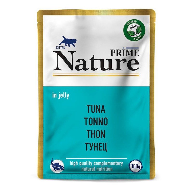 PRIME NATURE корм влажный для котят с тунцом, в паучах, в желе - 100 г x 24 шт