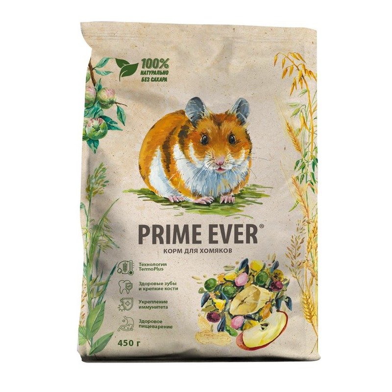 Prime Ever сухой корм для хомяков, для поддержания оптимального веса - 450 г