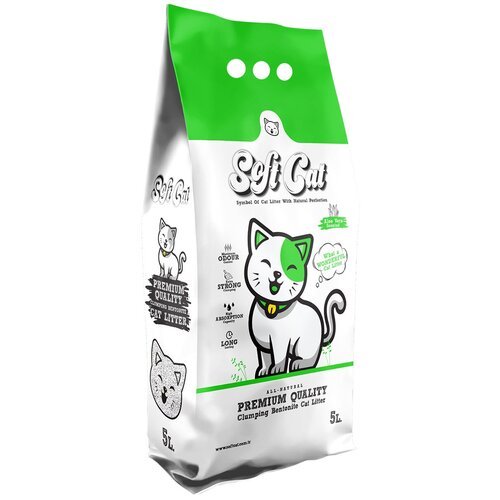 ​​​​Наполнитель для кошек Soft Cat, комкующийся с ароматом алоэ вера 5 л