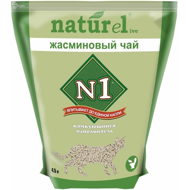 N1 NATUReL наполнитель комкующийся растительный Жасминовый Чай - 4,5 л