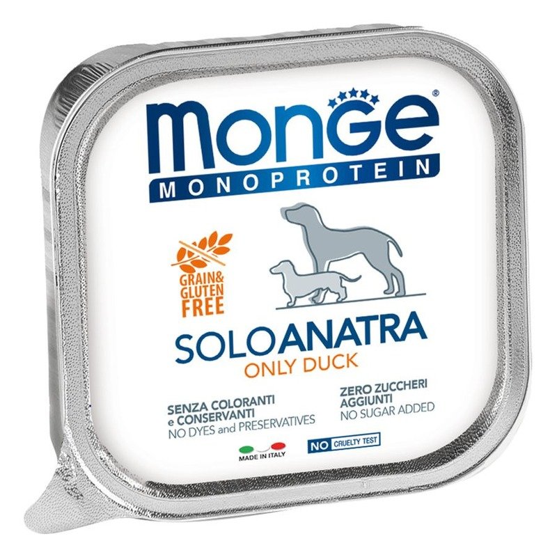 Monge Dog Monoprotein Solo полнорационный влажный корм для собак, беззерновой, паштет с уткой, в ламистерах - 150 г