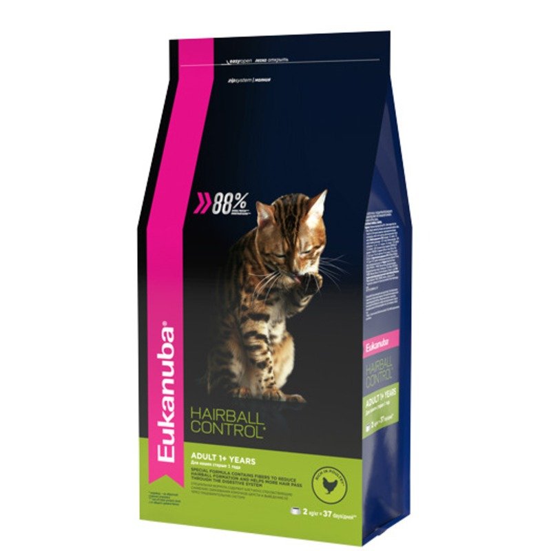 Eukanuba Adult Hairball Control сухой корм для кошек для вывода шерсти, с птицей