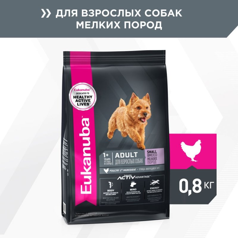 Корм для собак Eukanuba для мелких пород сух. 800г