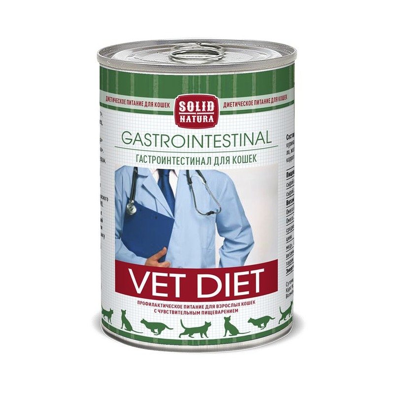 Solid Natura Vet Gastrointestinal для кошек, при чувствительном пищеварении, в консервах - 340 г