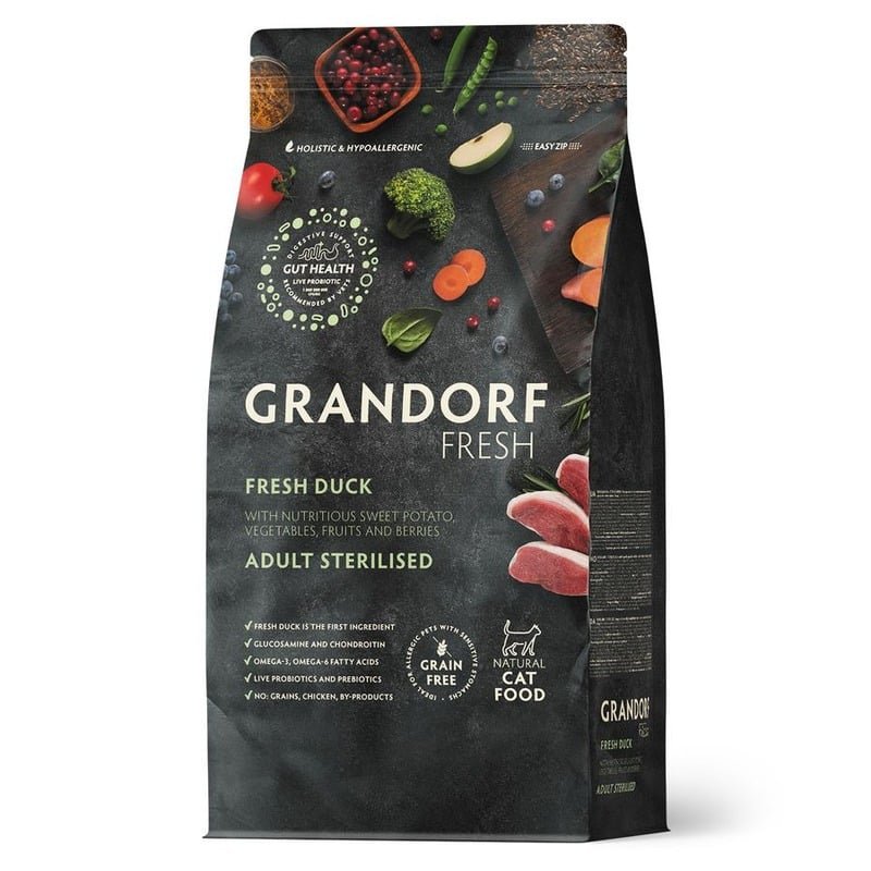 Сухой корм GRANDORF FRESH GRAIN FREE DOG ADULT MINI DUCK & SWEET POTATO беззерновой с живыми пробиотиками для стерилизованных и пожилых кошек с уткой и бататом