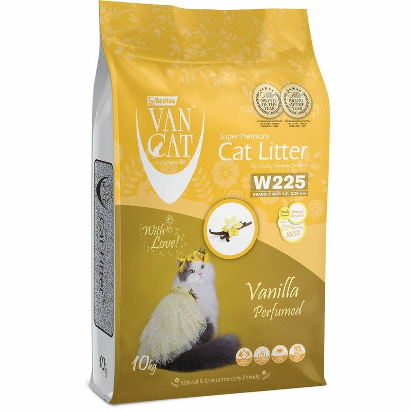 Van Cat Vanilla наполнитель для кошек, 100% натуральный, комкующийся, без пыли, с ароматом ванили - 10 кг