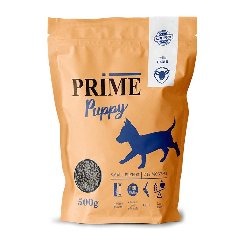 Prime Puppy Small сухой корм, для щенков мелких пород с 2 до 12 месяцев, низкозерновой, с ягненком - 500 г