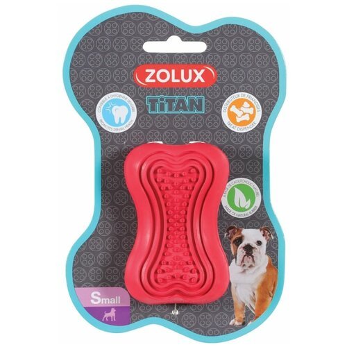 Игрушка для собак Zolux Titan Кость-кормушка из термопластичной резины, красная 15 см