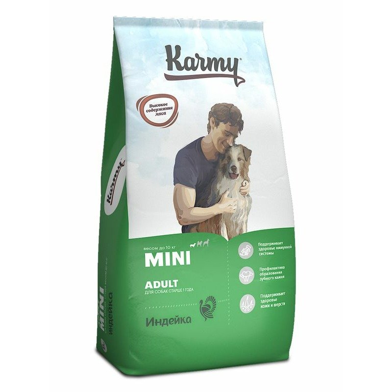 Karmy Mini Adult полнорационный сухой корм для собак мелких пород, с индейкой - 10 кг