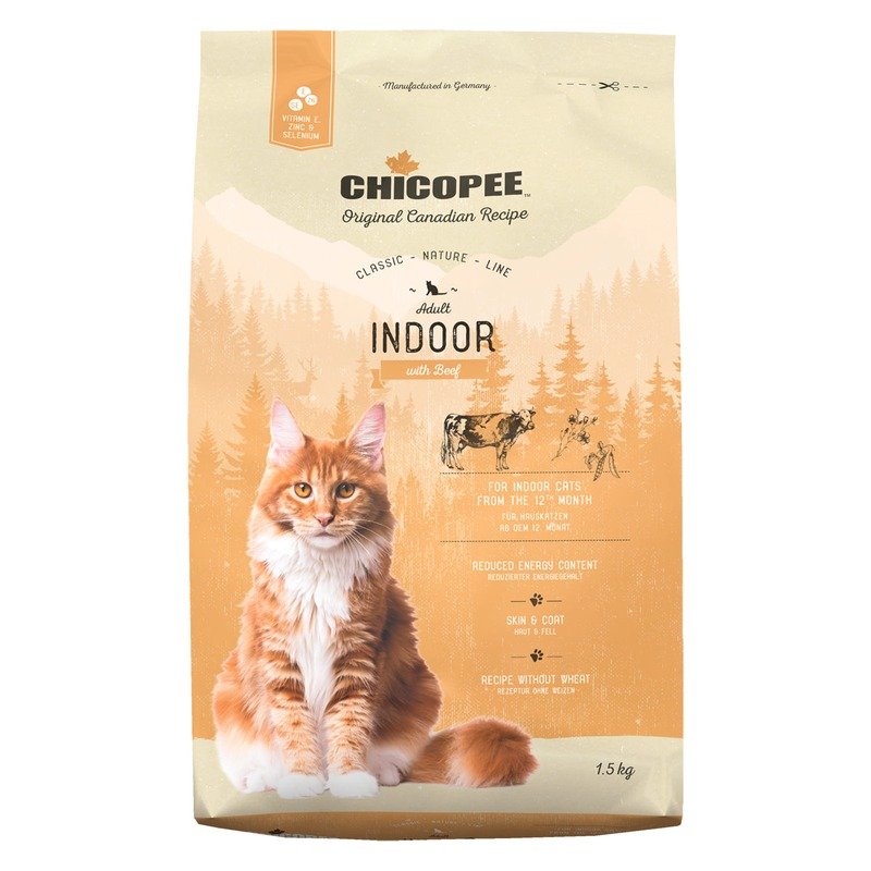 Chicopee CNL Cat Adult Indoor сухой корм для домашних кошек с говядиной - 1,5 кг