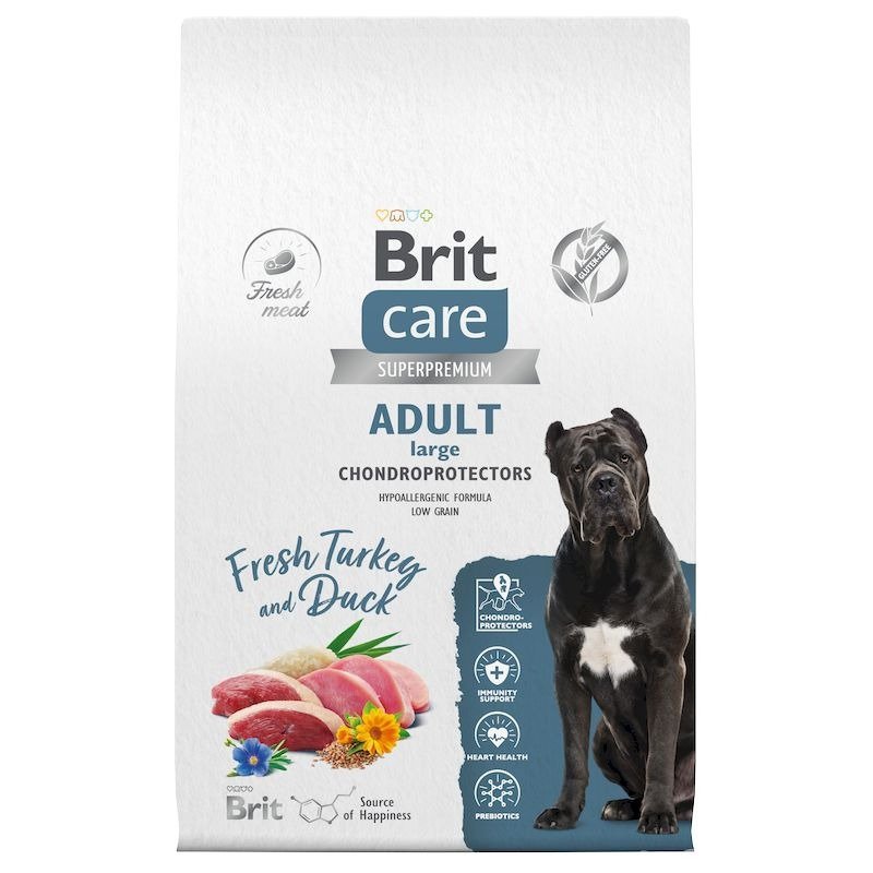 Brit Care Dog Adult Large Chondroprotectors сухой корм для собак крупных пород для поддержки опорно-двигательного аппарата, с индейкой и уткой - 12 кг