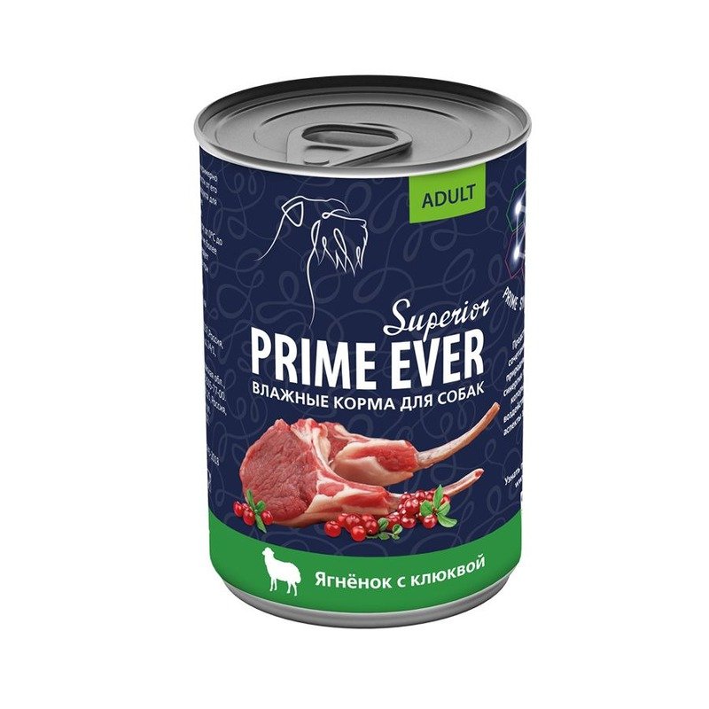 Prime Ever Superio для собак, с ягненком и клюквой, в консервах - 400 г