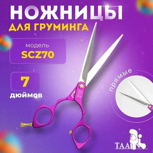 TAA профессиональные ножницы для груминга 7.0 SCZ70 прямые, фиолетовые, ножницы для стрижки животных