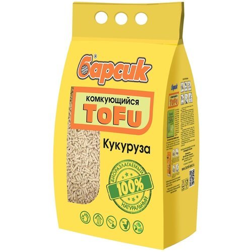 Наполнитель Барсик TOFU Кукуруза для кошек, комкующийся, 4.54 л, 2.3 кг