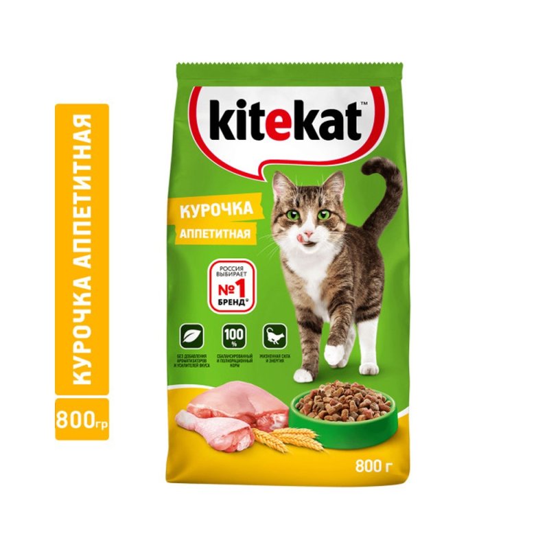 Корм для кошек Kitekat Курочка аппетитная сух. 800г