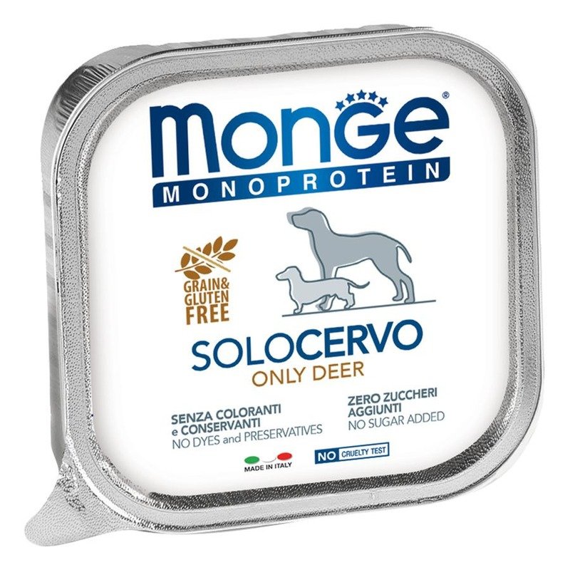 Monge Dog Monoprotein Solo полнорационный влажный корм для собак, беззерновой, паштет с олениной, в ламистерах - 150 г