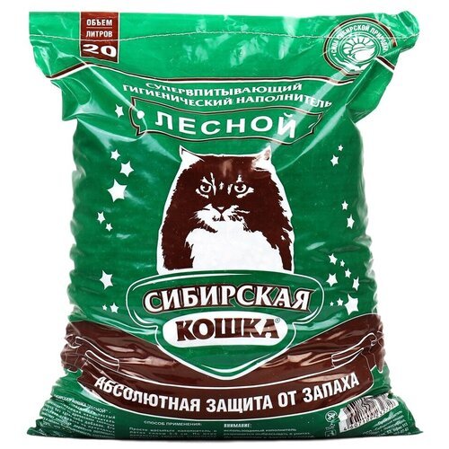 Впитывающий наполнитель Сибирская кошка Лесной, 20л, 1 шт.