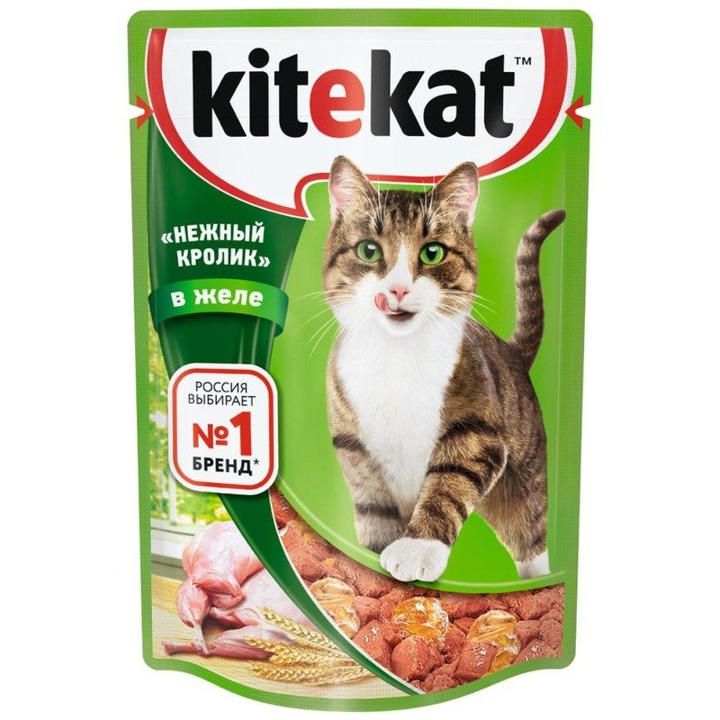 Kitekat «Нежный кролик» влажный корм для взрослых кошек со вкусом кролика в желе, в паучах - 85 г х 28 шт