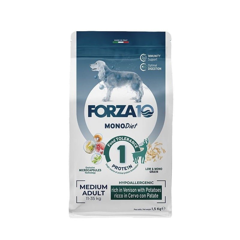 Сухой корм Forza10 Medium Diet для взрослых собак средних пород при аллергии из оленины с картофелем с микрокапсулами - 1,5 кг