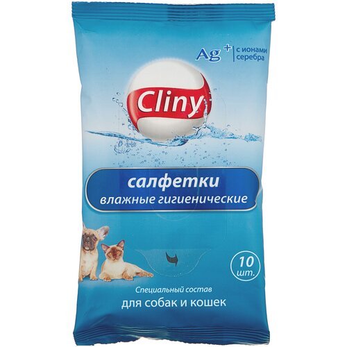 Салфетки Cliny влажные гигиенические для собак и кошек