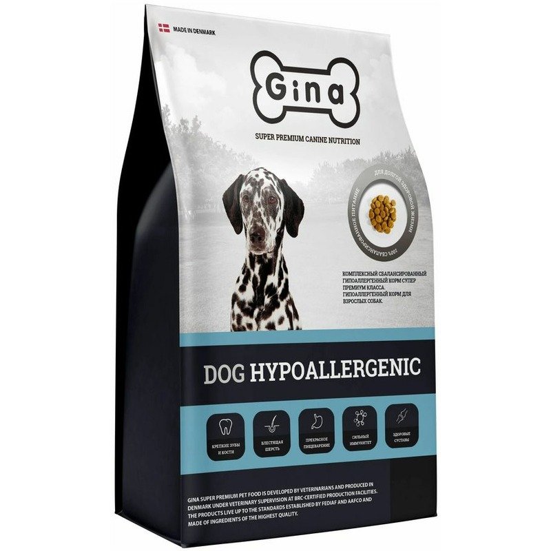 Gina Dog Hypoallergenic сухой корм для собак, гипоаллергенный, с индейкой, уткой и тунцом - 1 кг