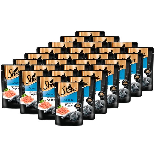 Консервы SHEBA для взрослых кошек ломтики в соусе с лососем (75 гр х 28 шт)
