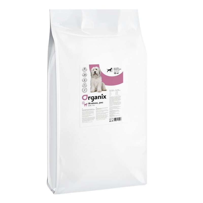 Organix Adult Large Dog сухой корм для собак крупных пород, с ягнёнком и рисом - 18 кг