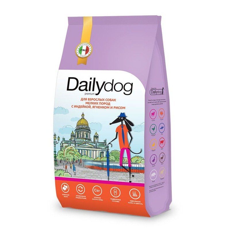 Dailydog Casual сухой корм для взрослых собак мелких пород с индейкой, ягненком и рисом - 12 кг