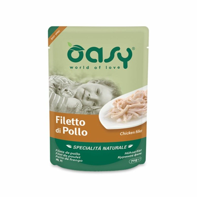 Oasy Wet Cat Specialita Naturali Chicken влажный корм для взрослых кошек, дополнительное питание с курицей, в паучах - 70 г