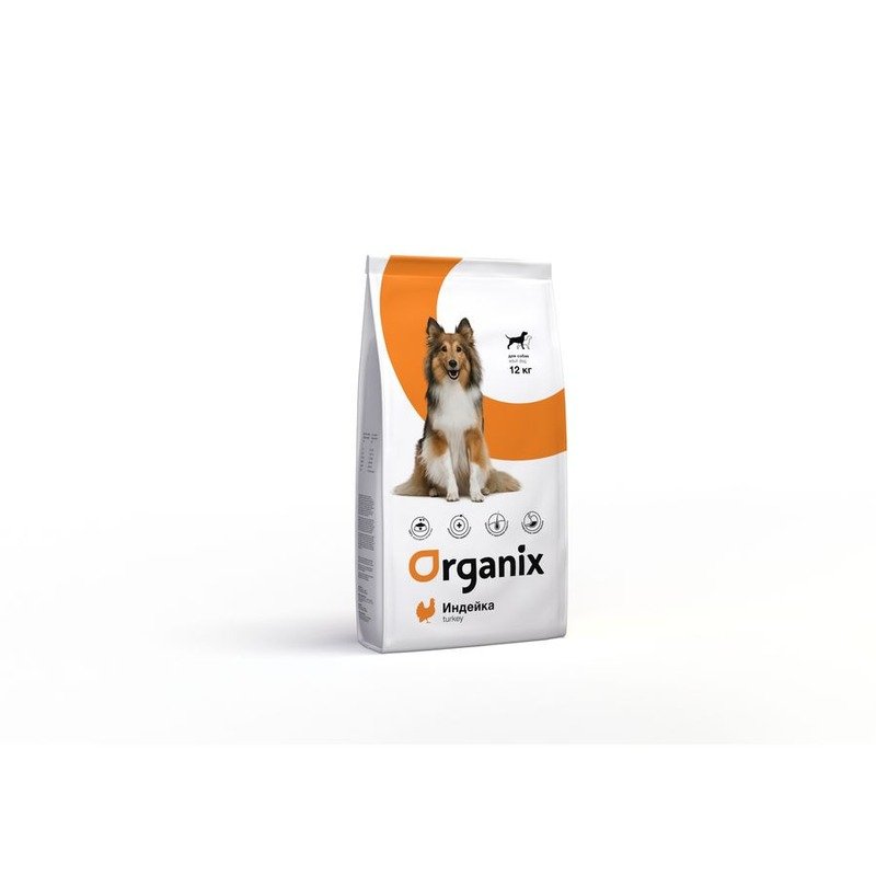 Organix Adult Dog Turkey сухой корм для взрослых собак всех пород с чувствительным пищеварением, с индейкой - 12 кг