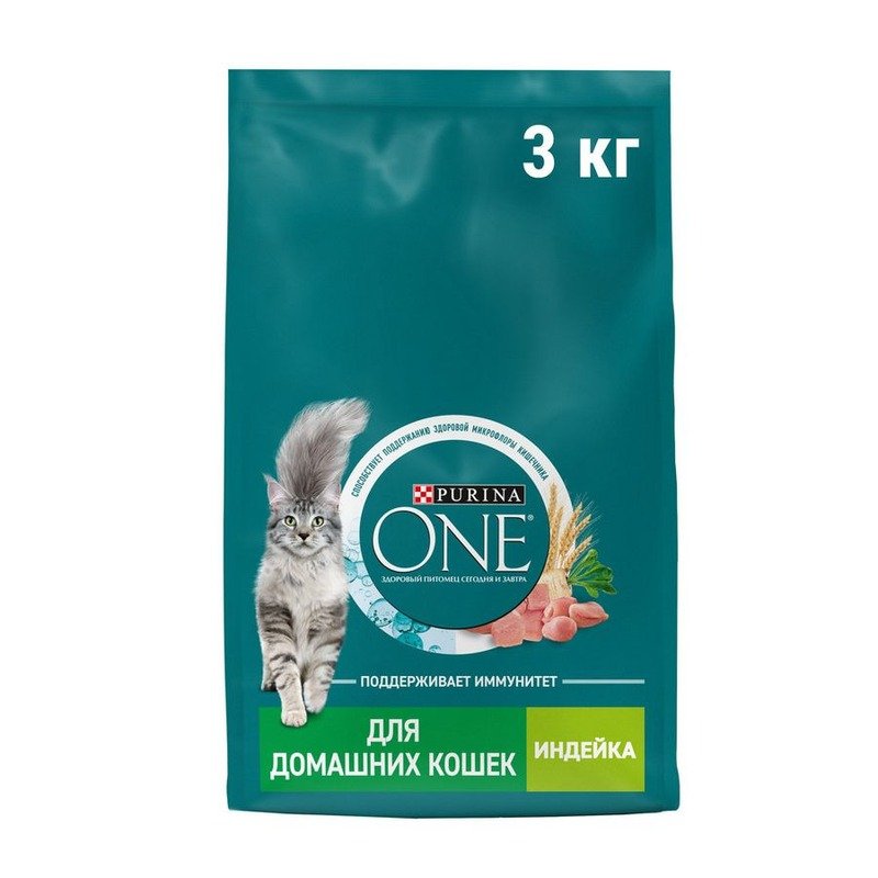 Purina ONE Housecat сухой корм для домашних кошек, при домашнем образе жизни, с индейкой и цельными злаками