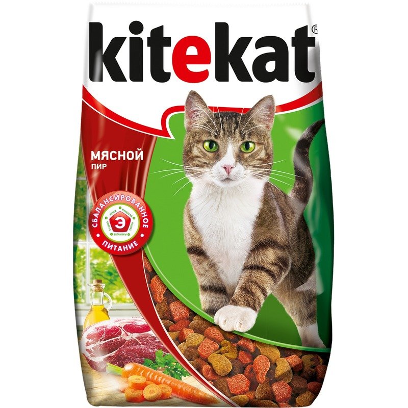 Kitekat Мясной Пир полнорационный сухой корм для кошек, с говядиной - 800 г