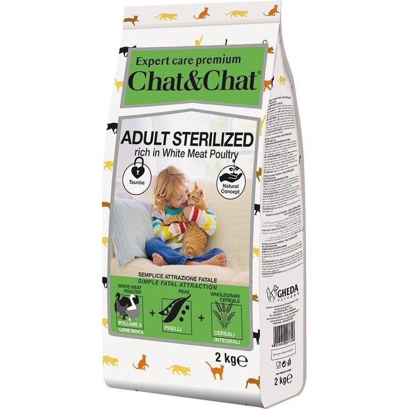 Chat&Chat Expert Premium Sterilised сухой корм для стерилизованных кошек, с белым мясом птицы - 2 кг