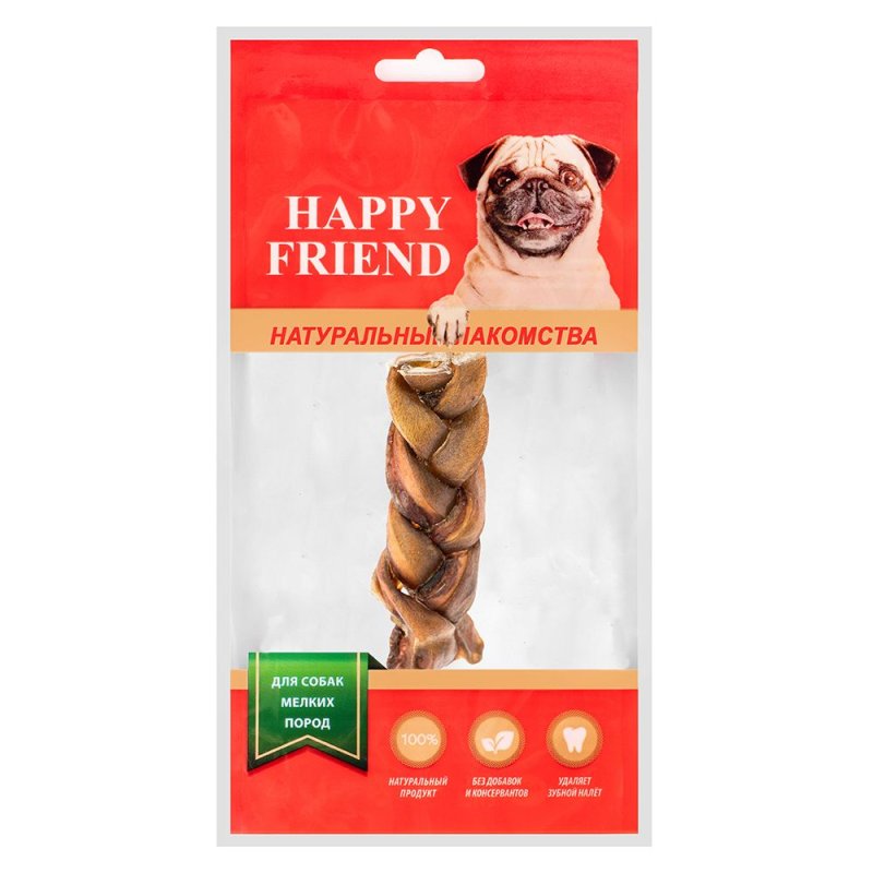 Лакомство для собак HAPPY FRIEND Косичка говяжья для мелких пород