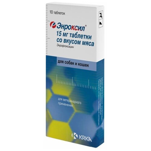 Таблетки KRKA Энроксил 15 мг, 15 мл, 10шт. в уп., 1уп.